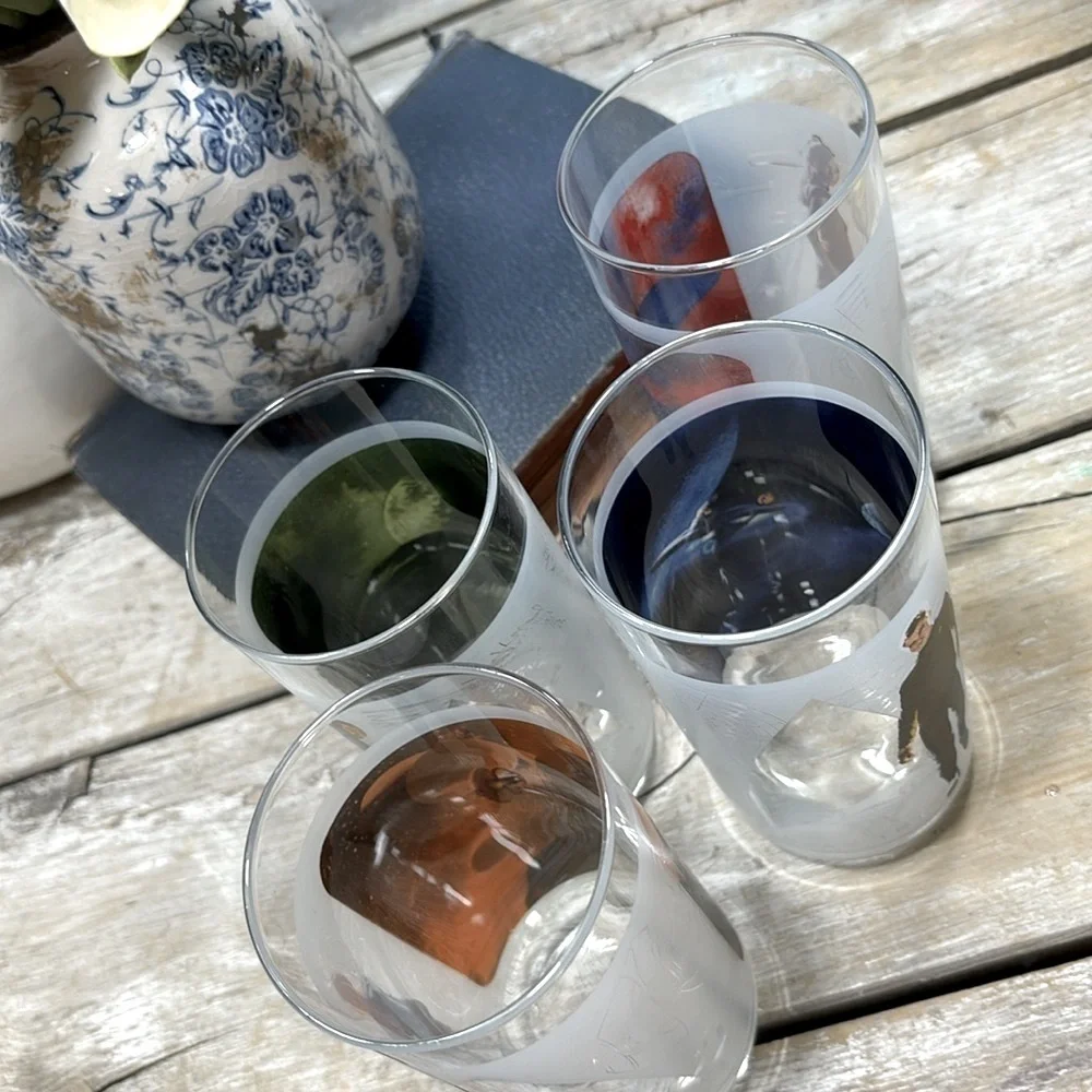 4 STAR TREK 2008 High Ball Glasses. Collectible Burger King Tumblers | Y2K